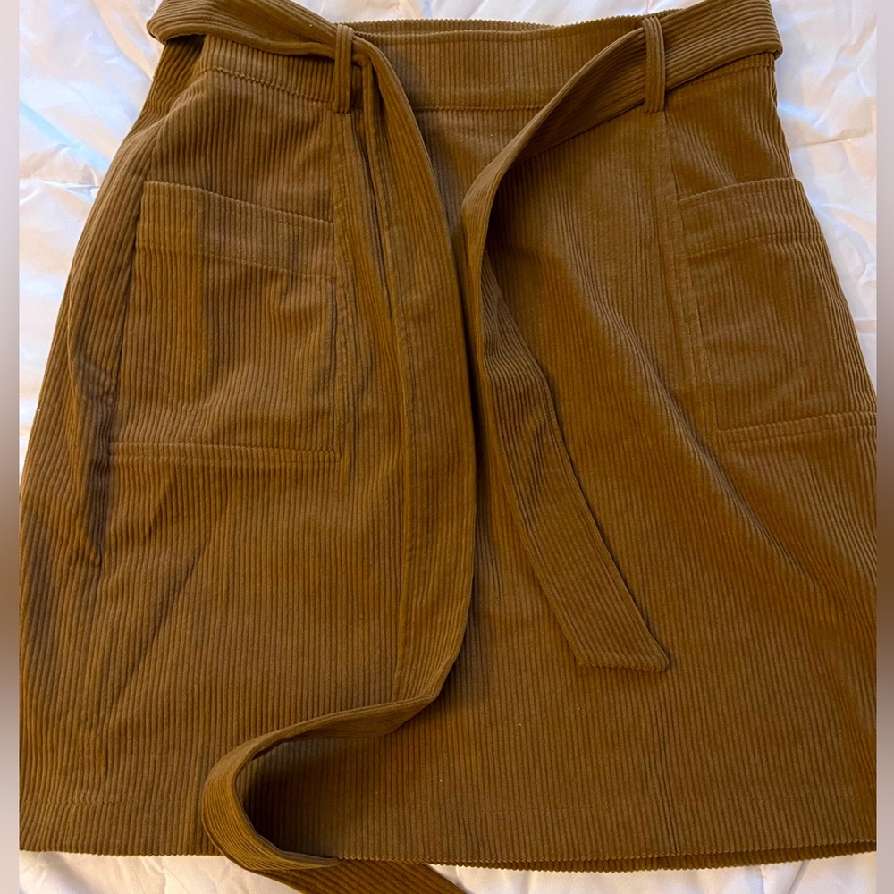 Mid-Length Corduroy Skirt - Caramel/Brown